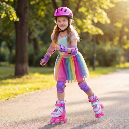 Kids Roller Skates for Toddlers Ages 7-9 with 4 Light up Wheels