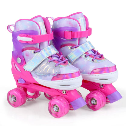 Kids Roller Skates for Toddlers Ages 7-9 with 4 Light up Wheels