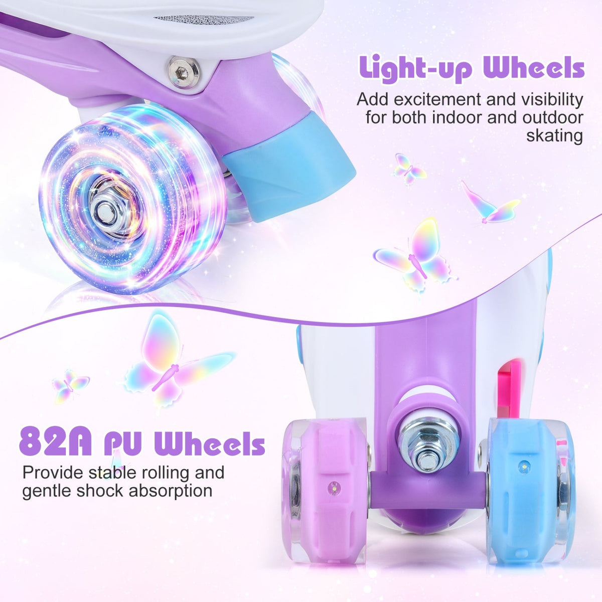 Kids Roller Skates for Toddlers Ages 7-9 with 4 Light up Wheels