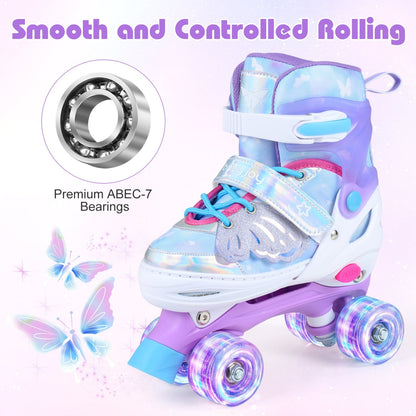 Kids Roller Skates for Toddlers Ages 7-9 with 4 Light up Wheels