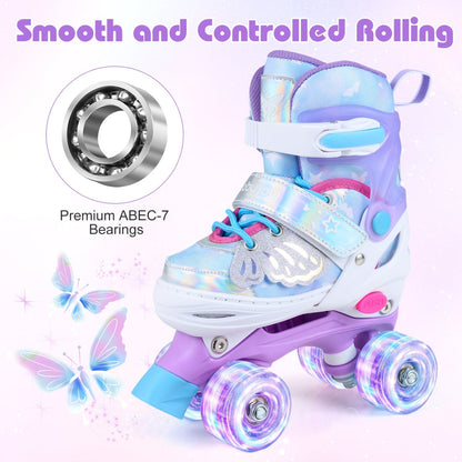 Kids Roller Skates for Toddlers Ages 5-7 with 4 Light-up Wheels