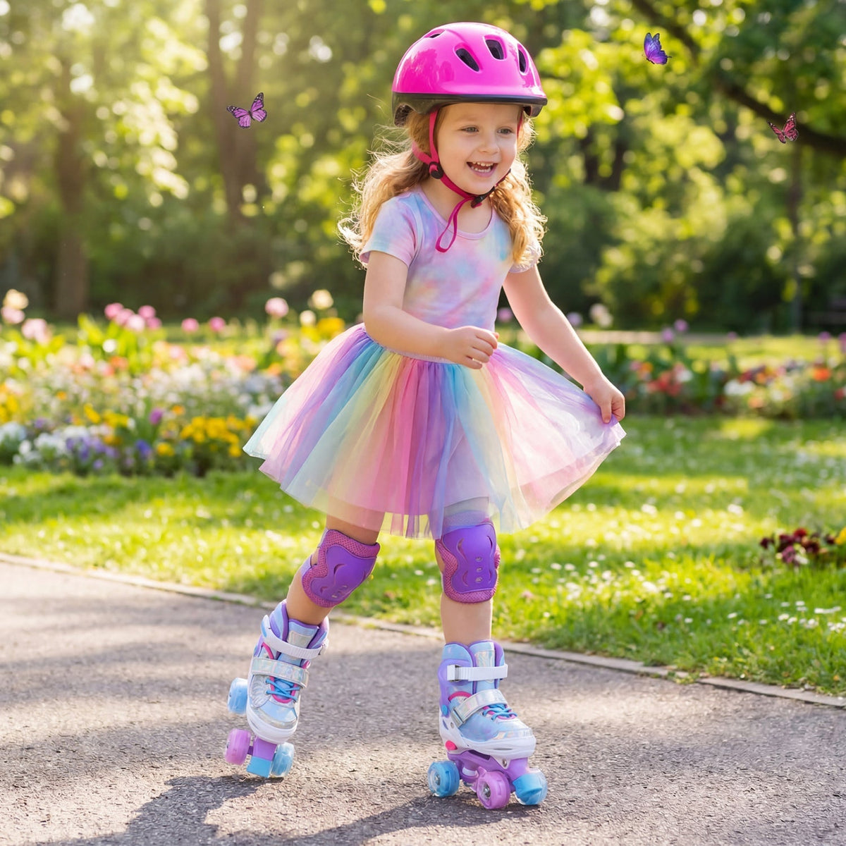 Kids Roller Skates for Toddlers Ages 5-7 with 4 Light-up Wheels