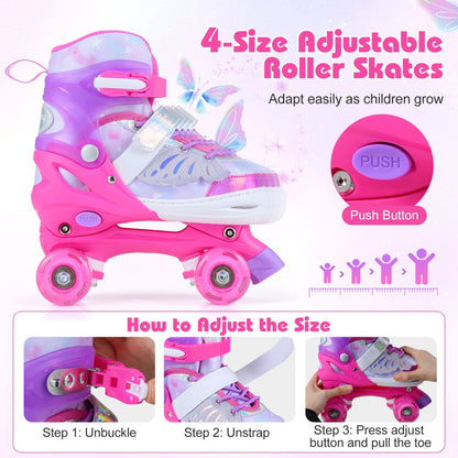 Kids Roller Skates for Toddlers Ages 5-7 with 4 Light-up Wheels