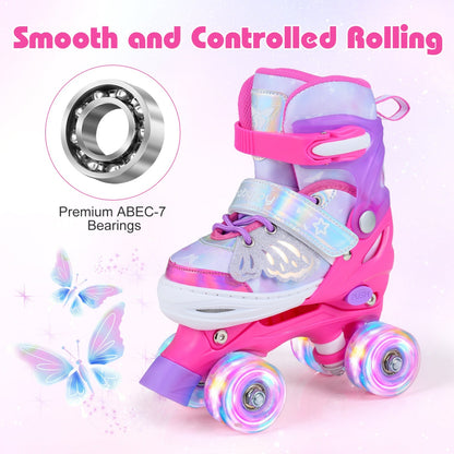 Kids Roller Skates for Toddlers Ages 5-7 with 4 Light-up Wheels