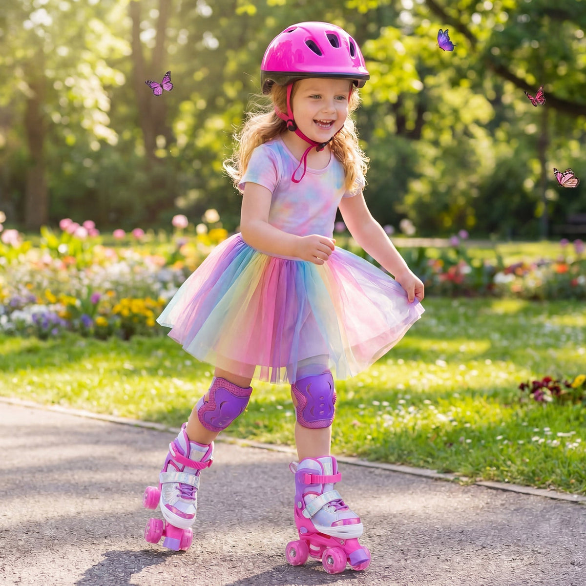 Kids Roller Skates for Toddlers Ages 5-7 with 4 Light-up Wheels