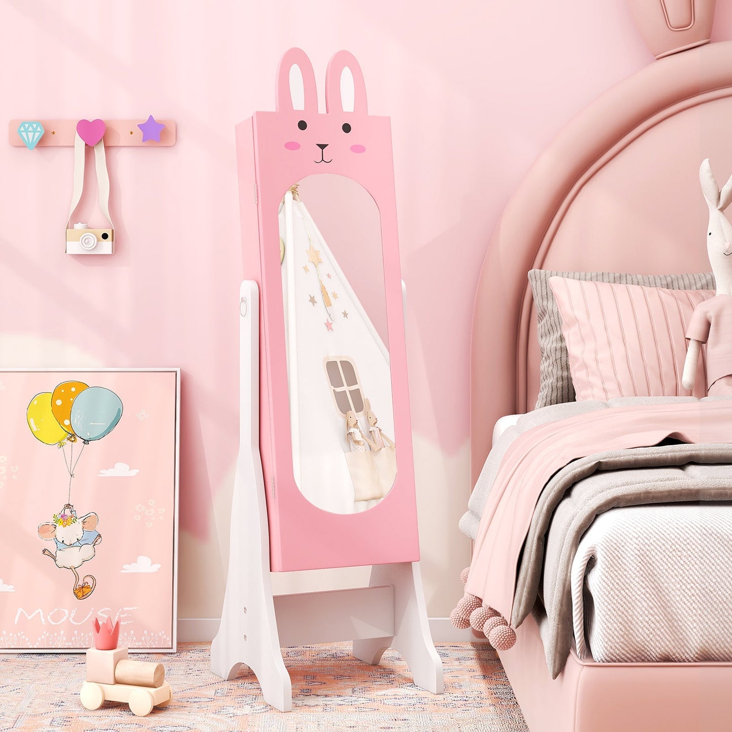 Kids Vanity Table Set with Mirror, Chair & Storage - White