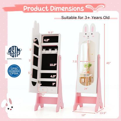 Kids Vanity Table Set with Mirror, Chair & Storage - White