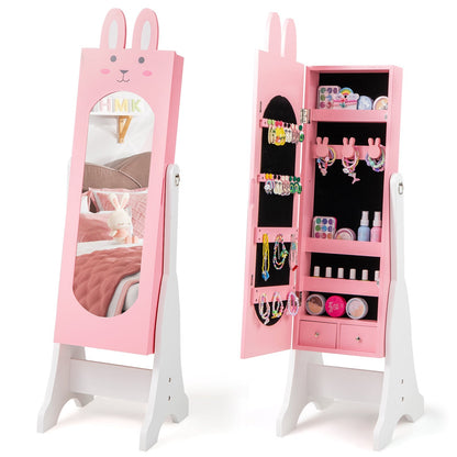 Kids Vanity Table Set with Mirror, Chair & Storage - White