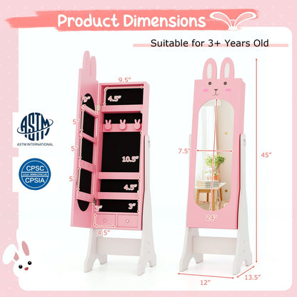 Kids Vanity Table Set with Mirror, Chair & Storage - White