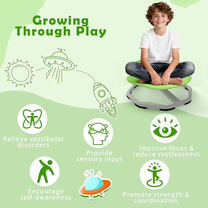 Kids Sensory Swivel Chair 360° Spinning Seat with Metal Base