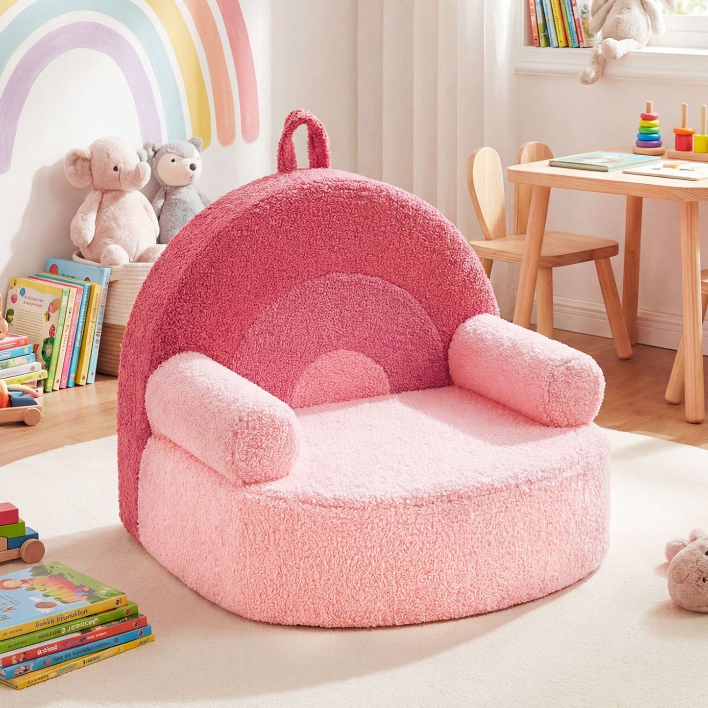 Kids Sofa Toddler Foam Couch with Soft Fleece Fabric Cover
