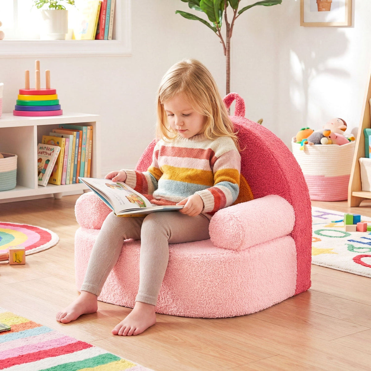 Kids Sofa Toddler Foam Couch with Soft Fleece Fabric Cover