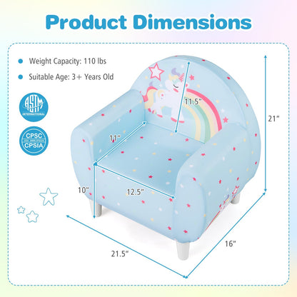 Kids Sofa with Breathable Spandex Fabric and High-density Sponge Filling for Boys and Girls