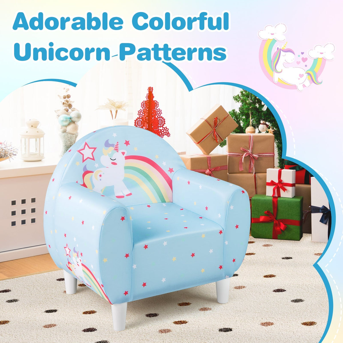 Kids Sofa with Breathable Spandex Fabric and High-density Sponge Filling for Boys and Girls