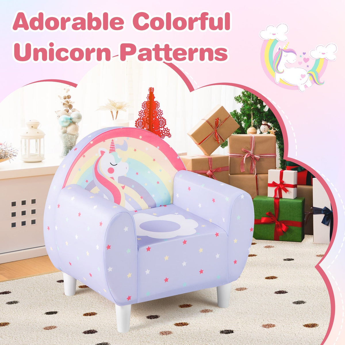 Kids Sofa with Breathable Spandex Fabric and High-density Sponge Filling for Boys and Girls