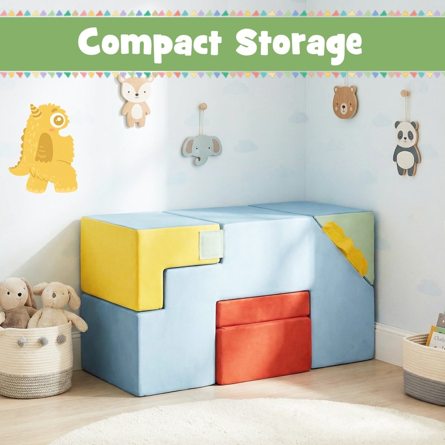 Kids Soft Foam Blocks with Velvet Covers Convertible Table and Chair Set