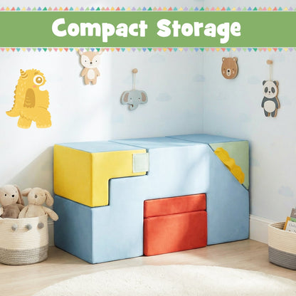Kids Soft Foam Blocks with Velvet Covers Convertible Table and Chair Set