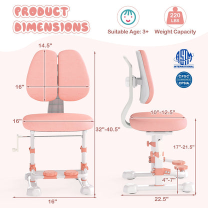 Kids Study Chair with Adjustable Double Backrest and Footrest