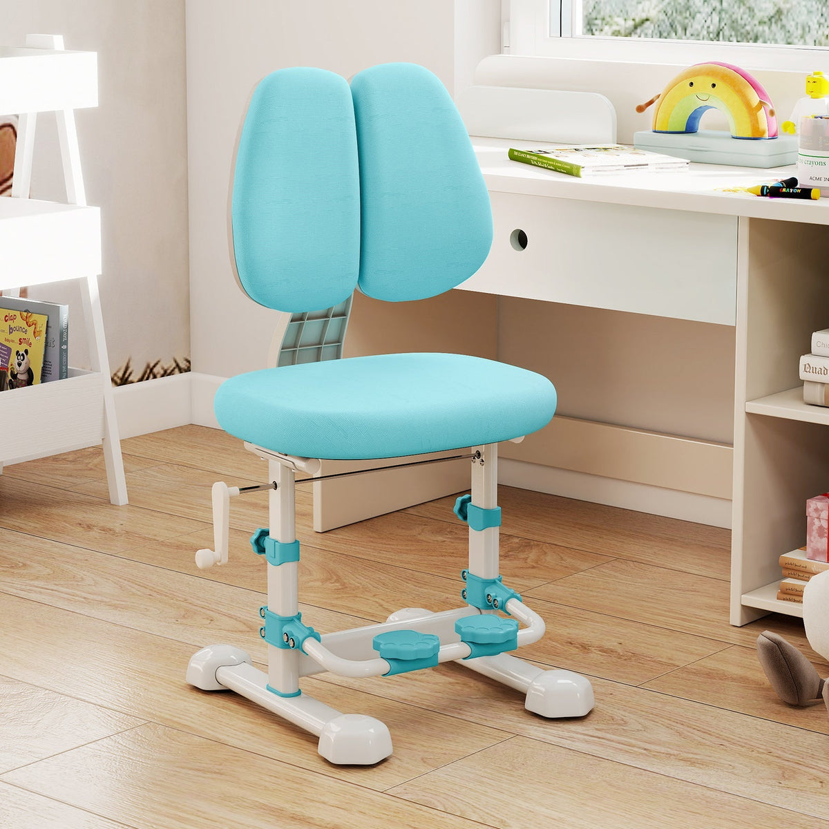 Kids Study Chair with Adjustable Double Backrest and Footrest