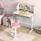 Height Adjustable Kids Study Desk with Tilt Desktop-Gray