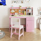Kids Study Desk and Chair Set with Storage and Bulletin Board