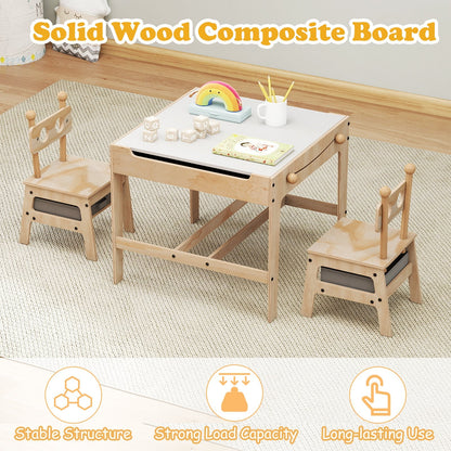 Kids Table and Chair Set with Reversible Whiteboard
