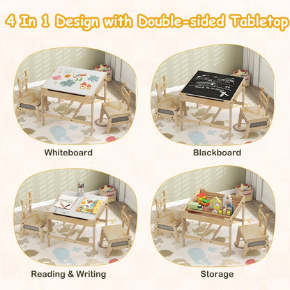 Kids Table and Chair Set with Reversible Whiteboard