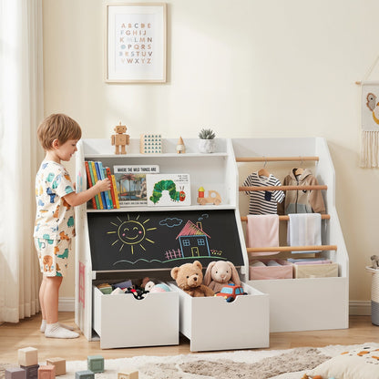 Kids Toy Storage Organizer with Flip-Up Blackboard