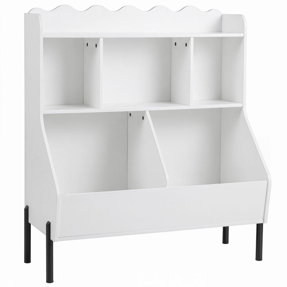 Kids Toy Storage Organizer with 5 Cubes and Bookshelf