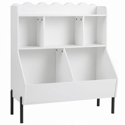 Kids Toy Storage Organizer with 5 Cubes and Bookshelf