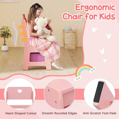 Kids Vanity Set with Colorful LED Lights Princess Makeup Dressing Table with Chair