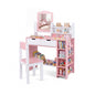 Kids Vanity Set with Chair and Mirror Makeup Dressing Desk with Storage Shelves and Drawers