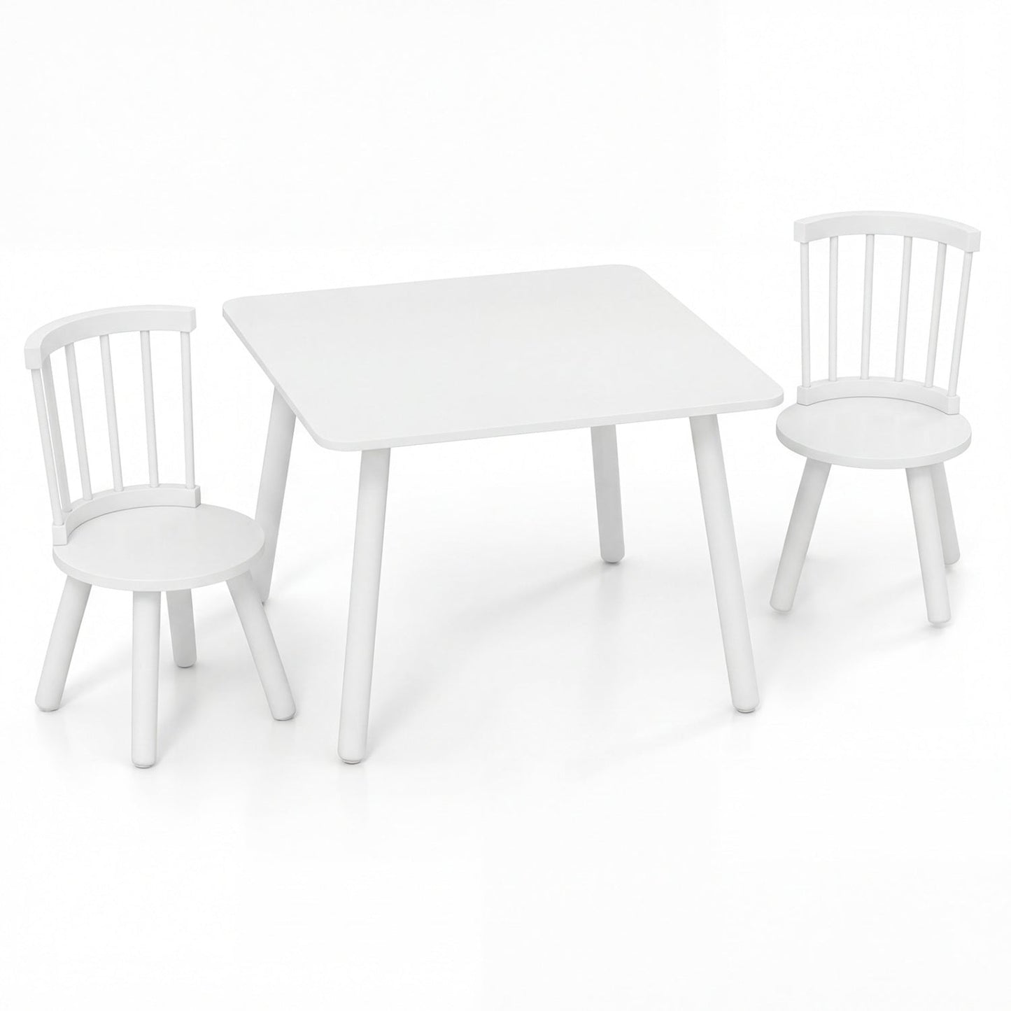 Kids Wooden Table and Chairs Set 3-Piece Toddler Furniture with Pine Wood Frame