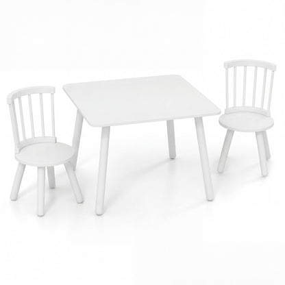 Kids Wooden Table and Chairs Set 3-Piece Toddler Furniture with Pine Wood Frame