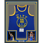 Framed Autographed/Signed Klay Thompson 35x39 Golden State Warriors Blue Basketball Jersey Fanatics COA