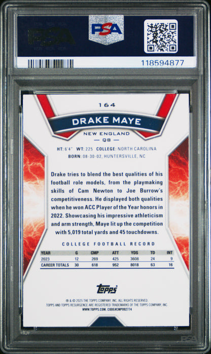 Graded 2024 Topps Resurgence Drake Maye #164 Rookie RC Football Card PSA 10 Gem Mint