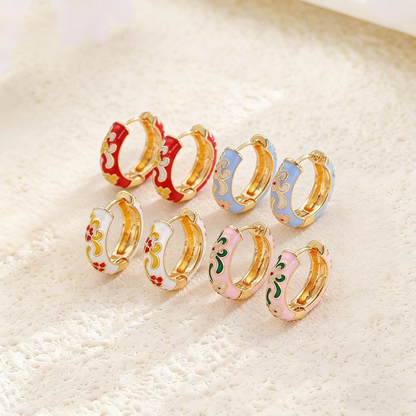 Vintage Enamel Flower Petal Ear Cuffs