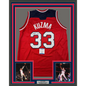 Framed Autographed/Signed Kyle Kuzma 35x39 Washington Red Basketball Jersey Beckett BAS COA