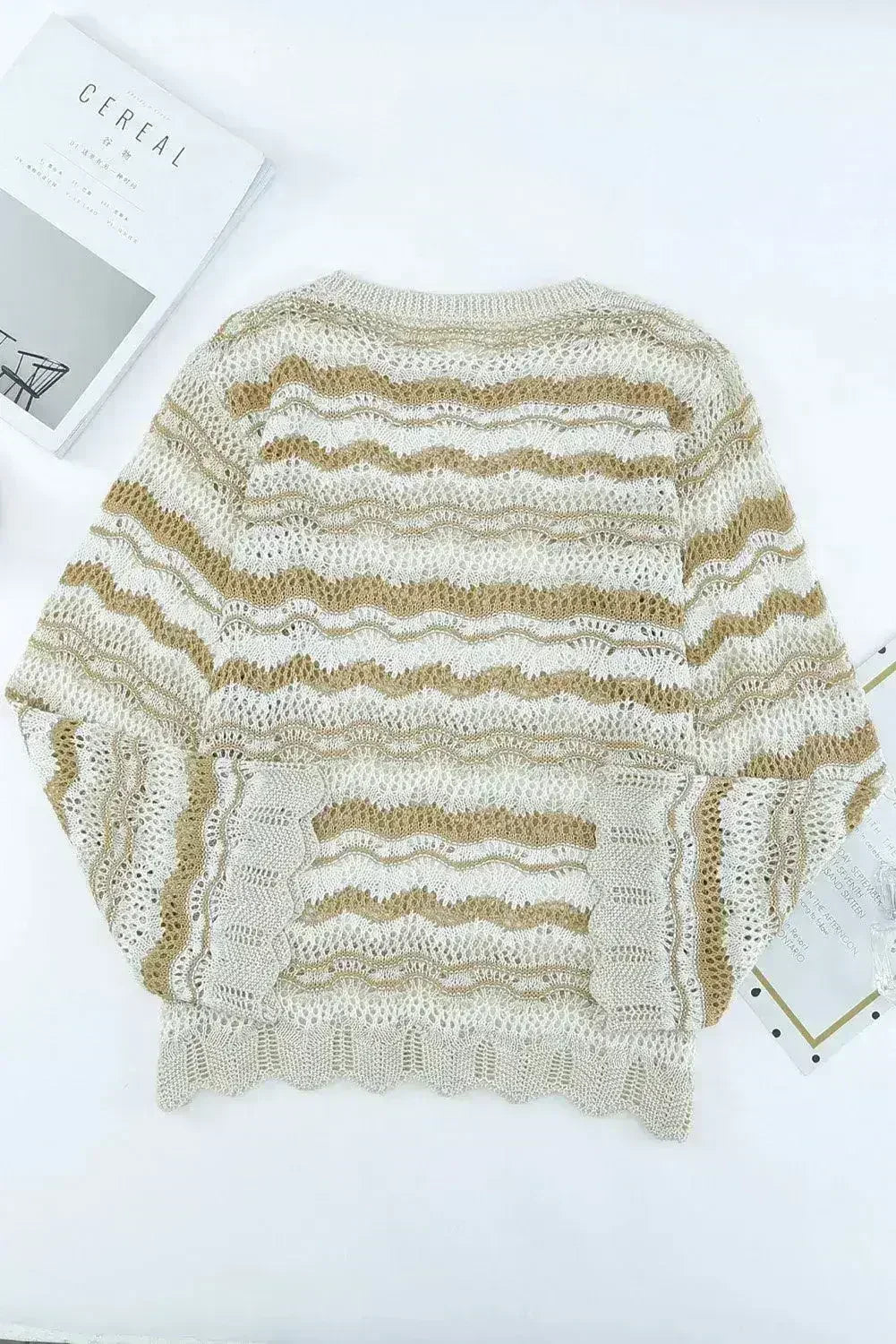 Wavy Stripe Crochet Sweater