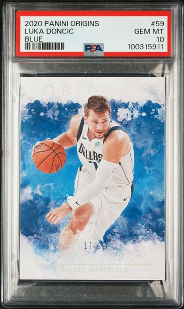 Graded 2020 Panini Origins Luka Doncic #59 Blue /99 Basketball Card PSA 10 Gem Mint