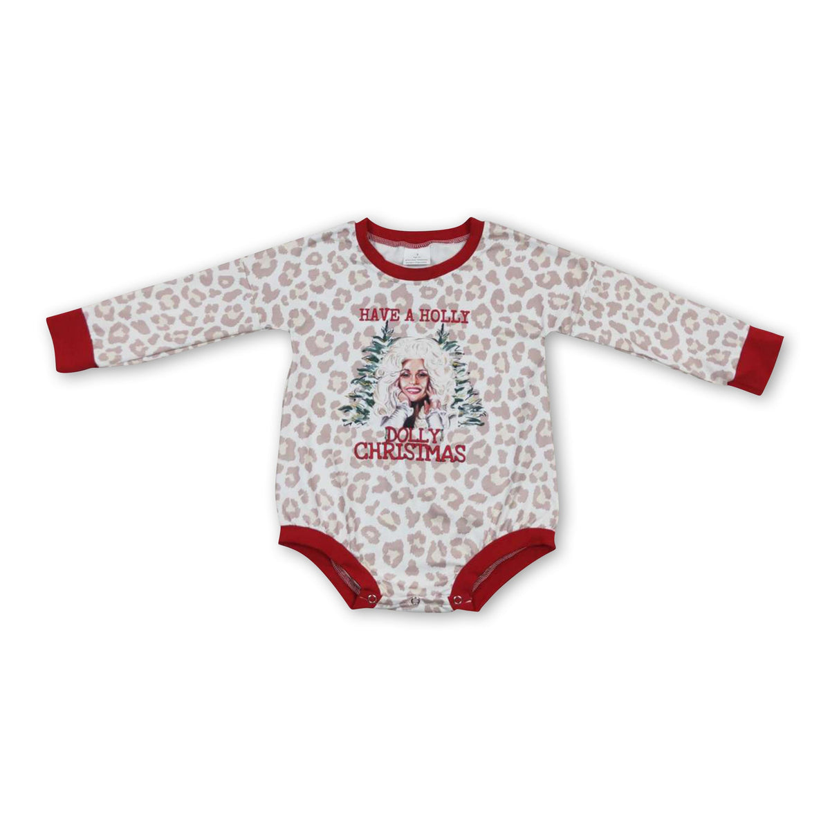 Leopard Merry Christmas singer baby girls romper