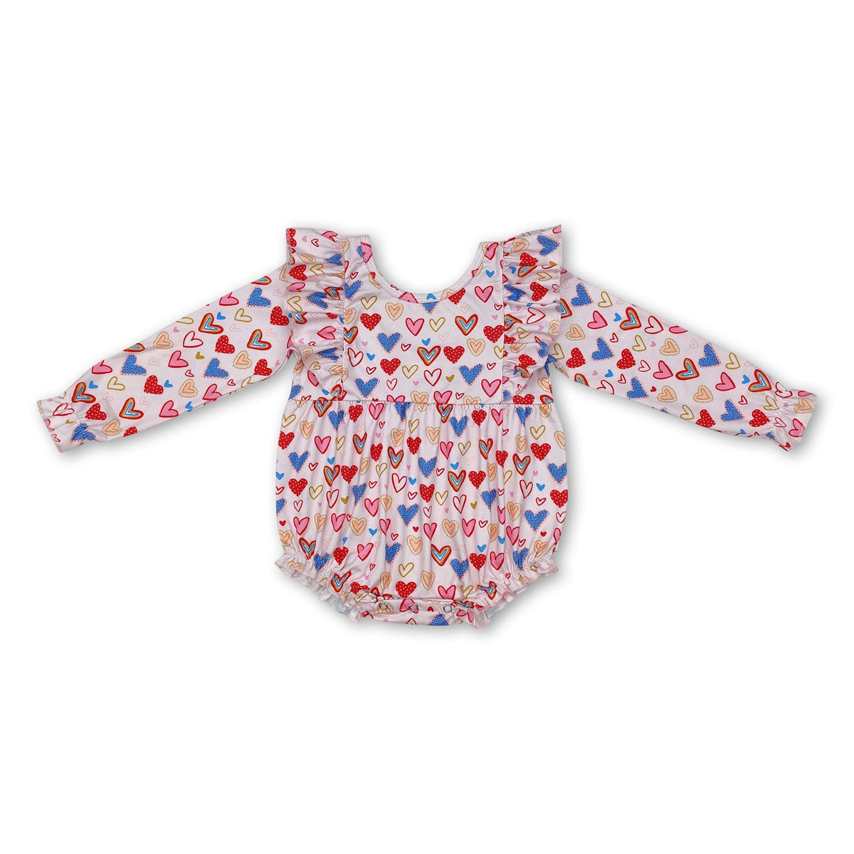 Long sleeves heart baby girls valentine's day romper