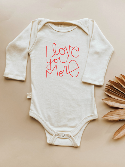 I Love You More - Long Sleeve Organic Baby Bodysuit
