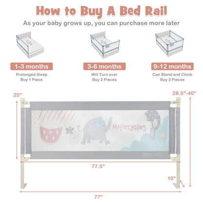 69 Inch Toddlers Vertical Lifting Baby Bedrail Guard with Lock