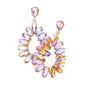 Marquise Stone Cluster Open Teardrop Dangle Evening Earring