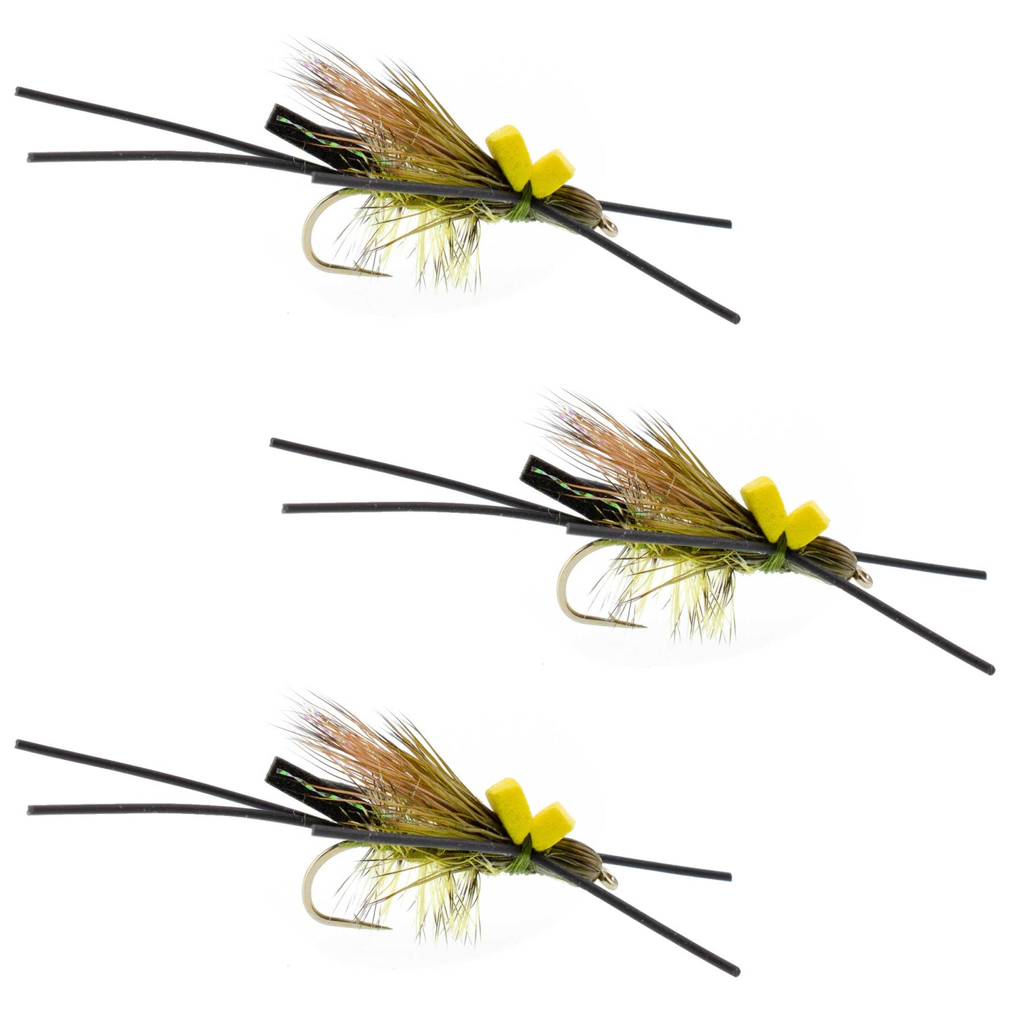 3 Pack Long Tail Skwala Stone - Squalla Stonefly Dry Fly - Hook Size 10