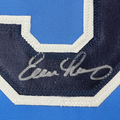 Framed Autographed/Signed Evan Longoria 35x39 Tampa Bay Light Blue Baseball Jersey JSA COA