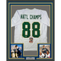 Framed Autographed/Signed Lou Holtz 35x39 1988 National Champs Notre Dame White College Football Jersey JSA COA