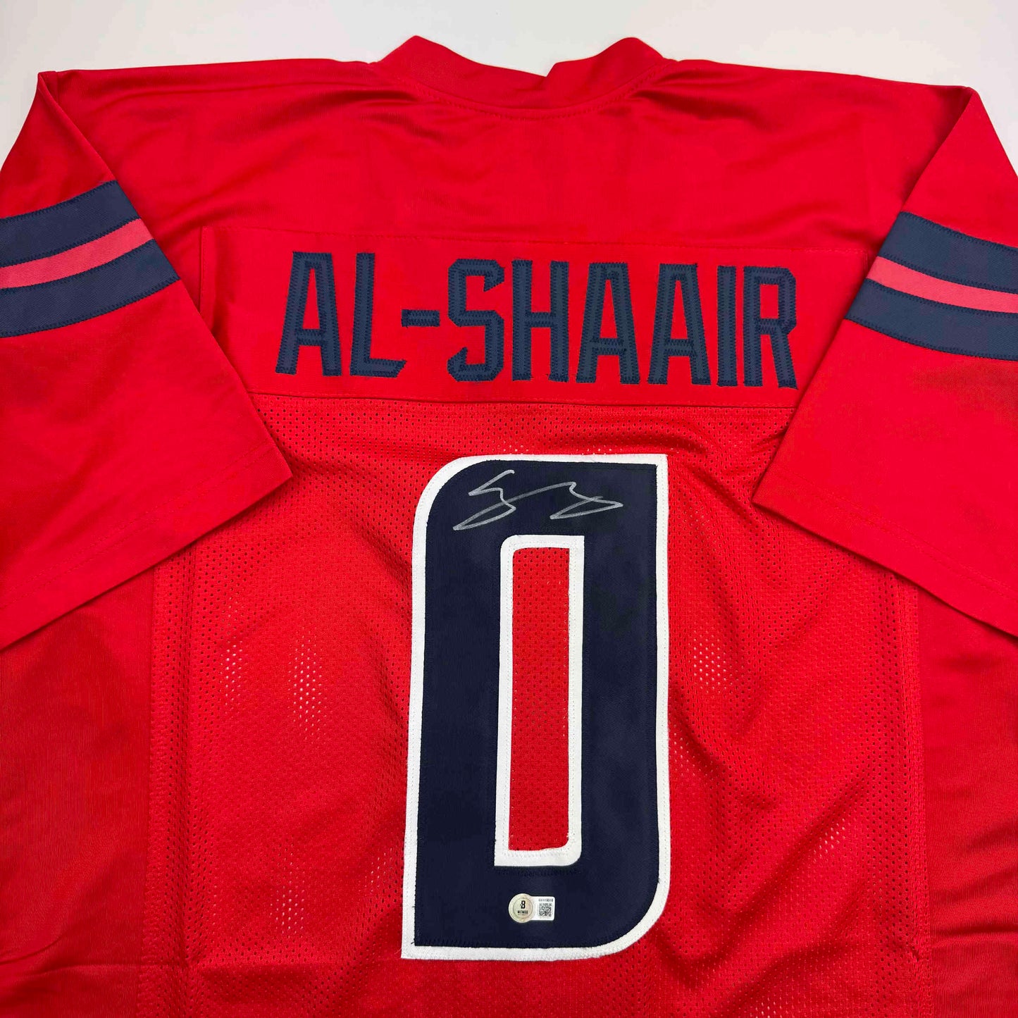 Autographed/Signed Azeez Al Shaair Houston Red Football Jersey Beckett BAS COA