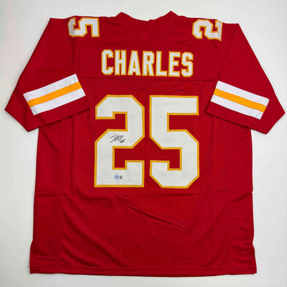 Autographed/Signed Jamaal Charles Kansas City Red Football Jersey JSA COA